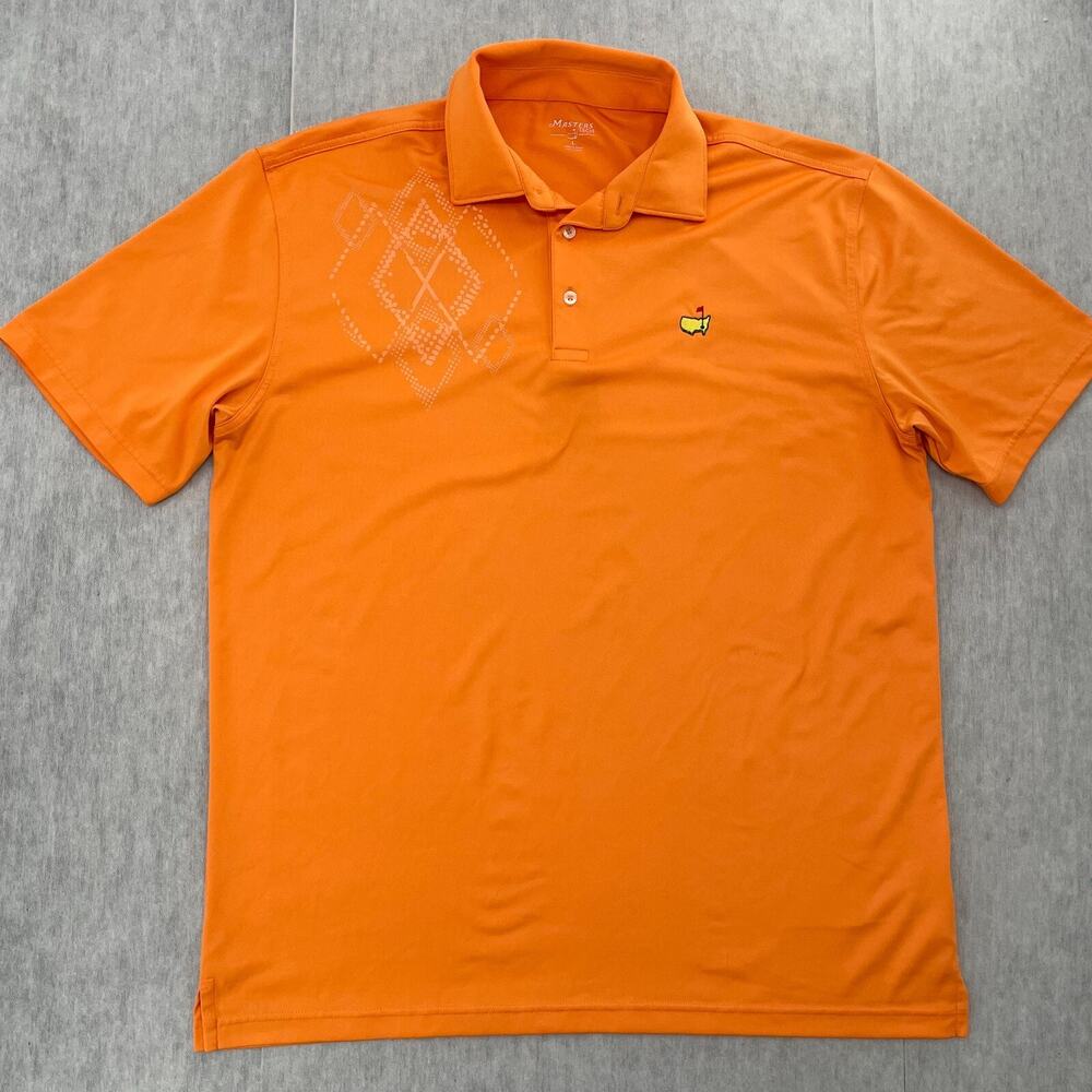 Masters Shirt Adult Large Orange Polo Tech Performance Augusta Golf Logo Mens L